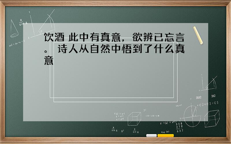 饮酒 此中有真意，欲辨已忘言。 诗人从自然中悟到了什么真意