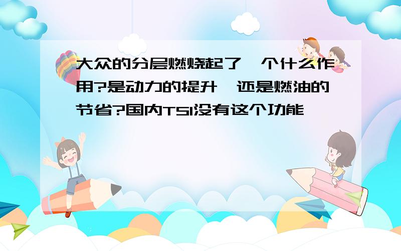 大众的分层燃烧起了一个什么作用?是动力的提升,还是燃油的节省?国内TSI没有这个功能,