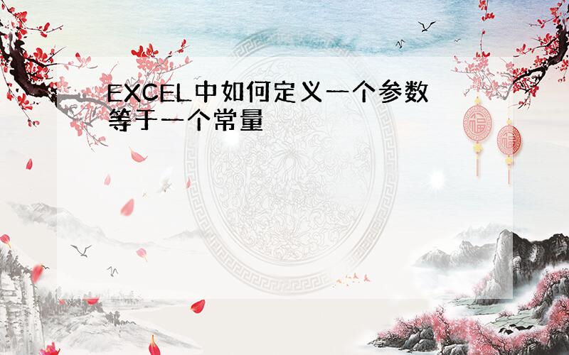 EXCEL中如何定义一个参数等于一个常量