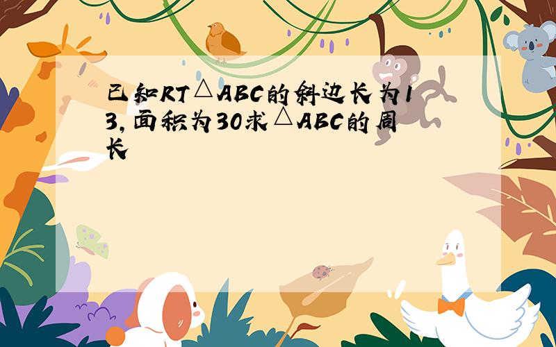 已知RT△ABC的斜边长为13,面积为30求△ABC的周长