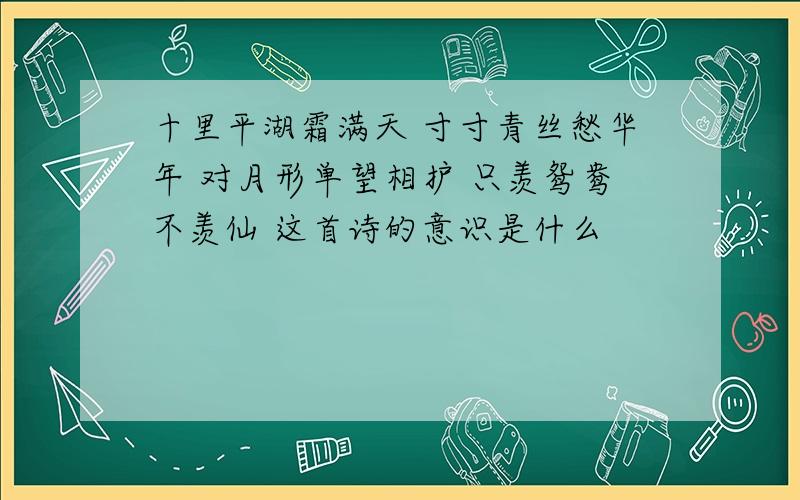 十里平湖霜满天 寸寸青丝愁华年 对月形单望相护 只羡鸳鸯不羡仙 这首诗的意识是什么