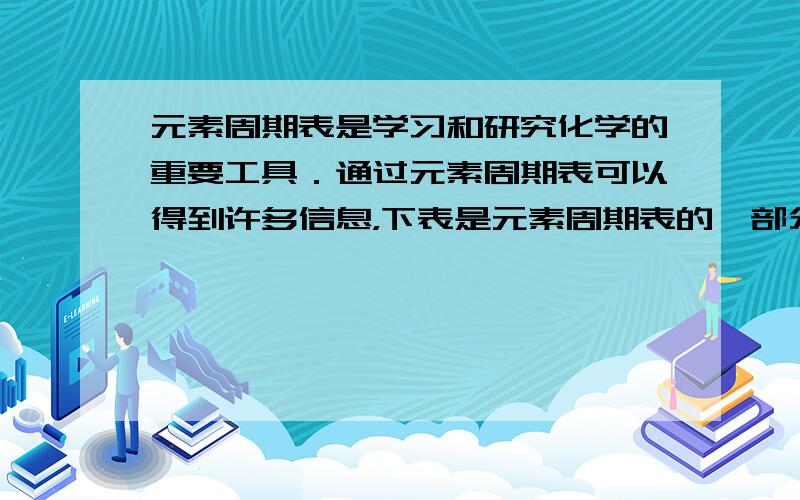 元素周期表是学习和研究化学的重要工具．通过元素周期表可以得到许多信息，下表是元素周期表的一部分，从此表中获得的信息不正确