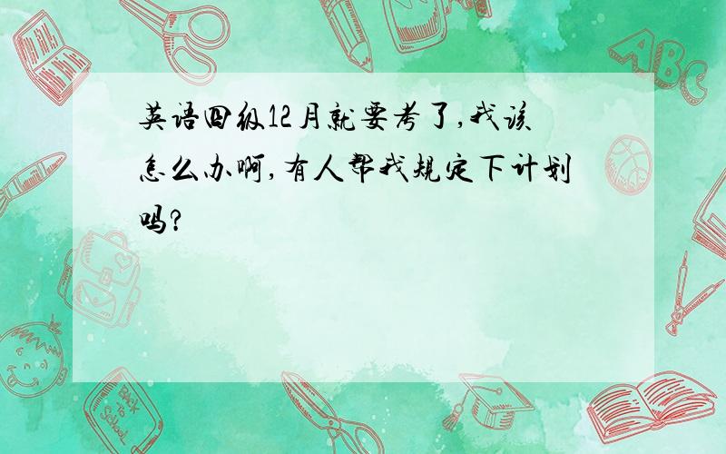 英语四级12月就要考了,我该怎么办啊,有人帮我规定下计划吗?