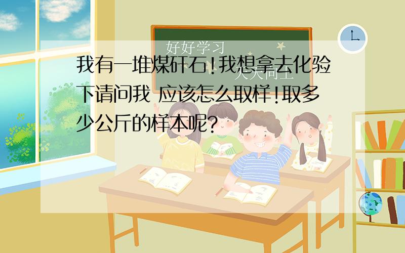 我有一堆煤矸石!我想拿去化验下请问我 应该怎么取样!取多少公斤的样本呢?