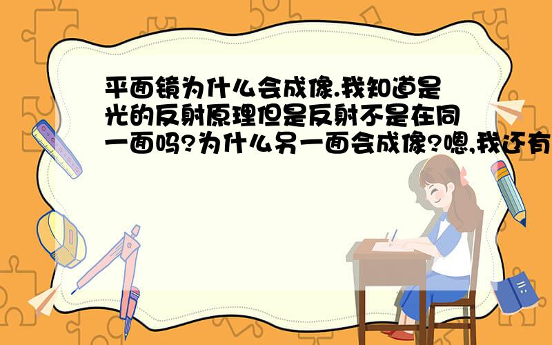 平面镜为什么会成像.我知道是光的反射原理但是反射不是在同一面吗?为什么另一面会成像?嗯,我还有个问题,就是光为什么会反射