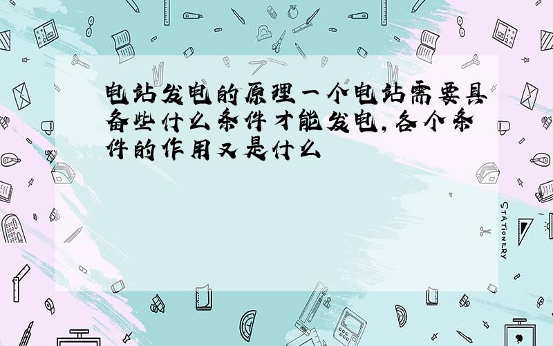 电站发电的原理一个电站需要具备些什么条件才能发电,各个条件的作用又是什么