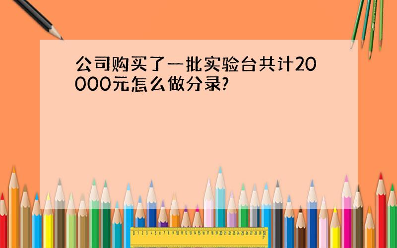 公司购买了一批实验台共计20000元怎么做分录?