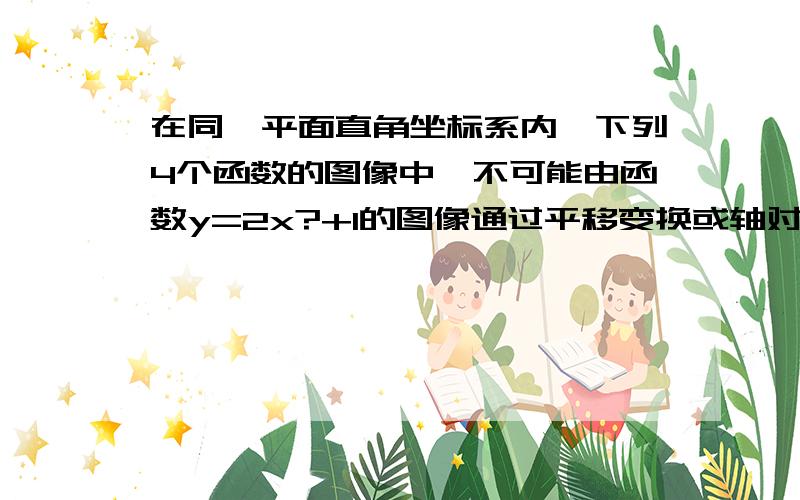 在同一平面直角坐标系内,下列4个函数的图像中,不可能由函数y=2x?+1的图像通过平移变换或轴对称变换得到的是