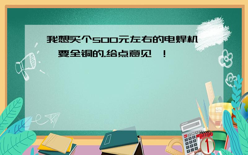 我想买个500元左右的电焊机,要全铜的.给点意见呗!