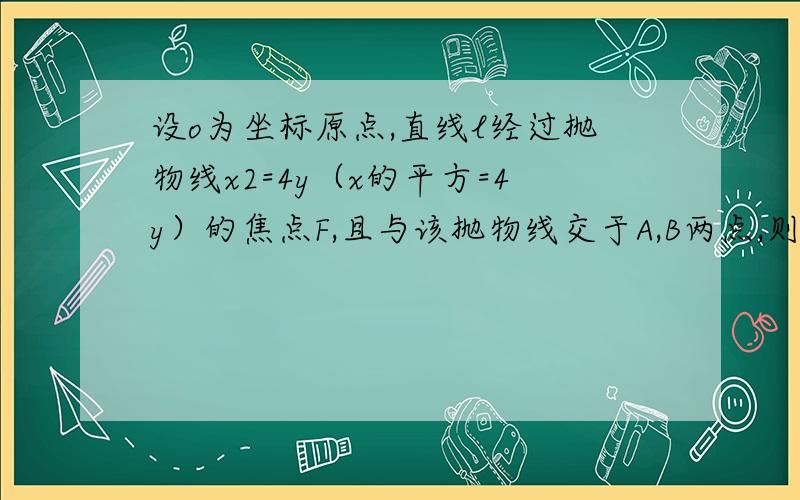 设o为坐标原点,直线l经过抛物线x2=4y（x的平方=4y）的焦点F,且与该抛物线交于A,B两点,则向量OA与向量OB的