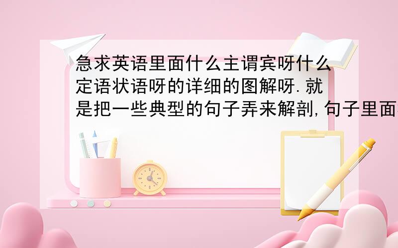 急求英语里面什么主谓宾呀什么定语状语呀的详细的图解呀.就是把一些典型的句子弄来解剖,句子里面标出来