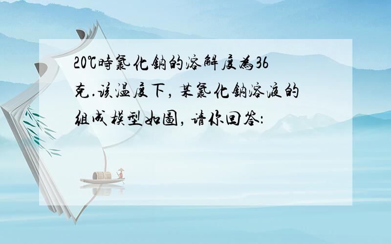 20℃时氯化钠的溶解度为36克．该温度下，某氯化钠溶液的组成模型如图，请你回答：