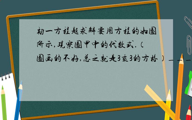 初一方程题求解要用方程的如图所示,观察图甲中的代数式.（图画的不好,总之就是3乘3的方格）_______________