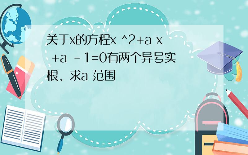 关于x的方程x ^2+a x +a -1=0有两个异号实根、求a 范围