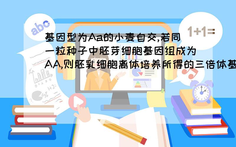 基因型为Aa的小麦自交,若同一粒种子中胚芽细胞基因组成为AA,则胚乳细胞离体培养所得的三倍体基因为AAA,