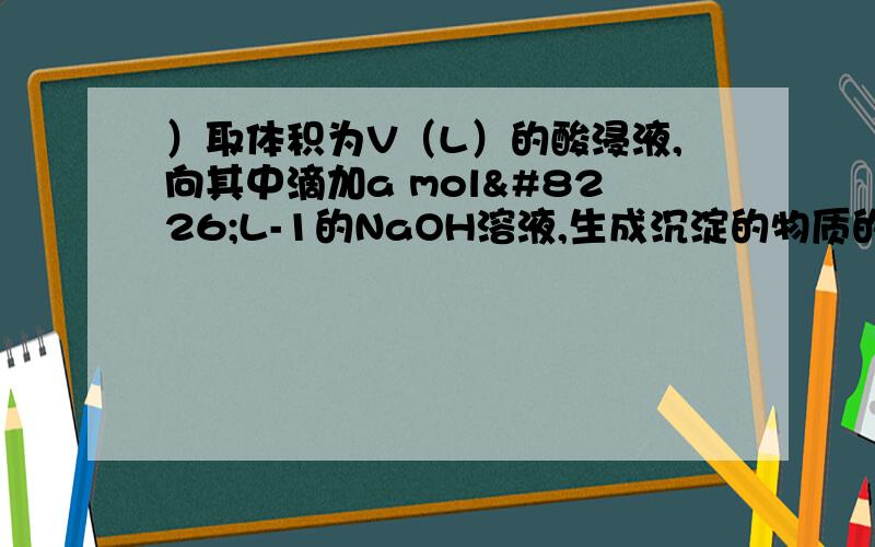 ）取体积为V（L）的酸浸液,向其中滴加a mol•L-1的NaOH溶液,生成沉淀的物质的量与所加的NaOH溶