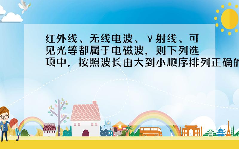 红外线、无线电波、γ射线、可见光等都属于电磁波，则下列选项中，按照波长由大到小顺序排列正确的是（　　）