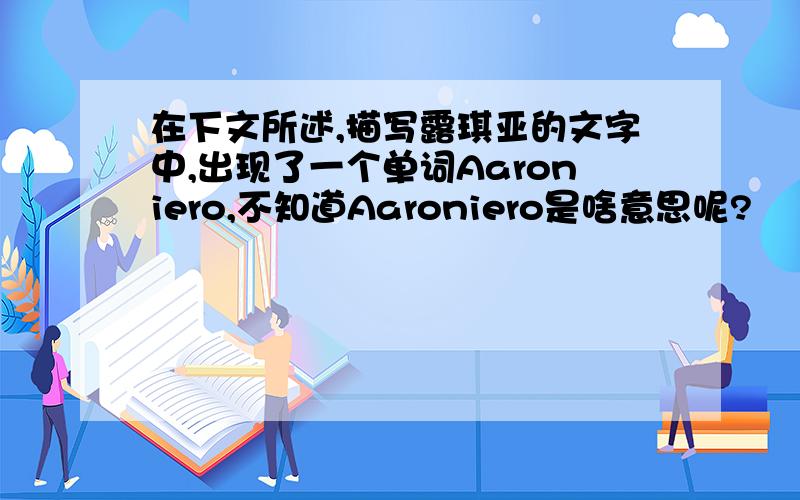 在下文所述,描写露琪亚的文字中,出现了一个单词Aaroniero,不知道Aaroniero是啥意思呢?