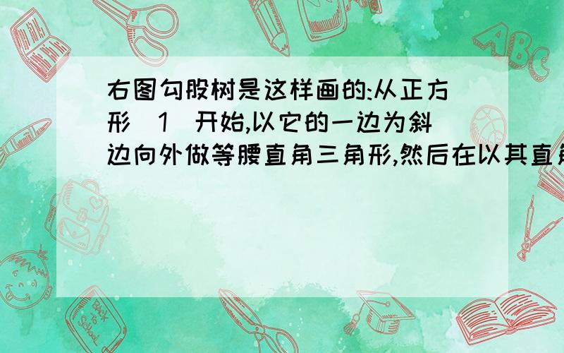 右图勾股树是这样画的:从正方形(1)开始,以它的一边为斜边向外做等腰直角三角形,然后在以其直角边为边