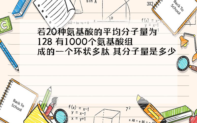 若20种氨基酸的平均分子量为128 有1000个氨基酸组成的一个环状多肽 其分子量是多少