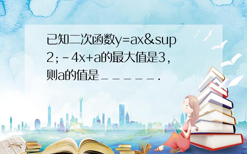 已知二次函数y=ax²-4x+a的最大值是3,则a的值是_____.