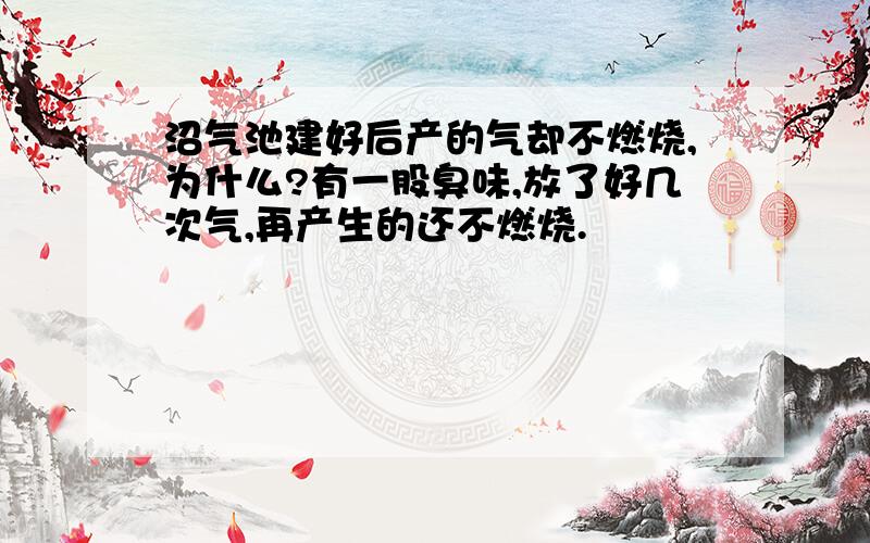 沼气池建好后产的气却不燃烧,为什么?有一股臭味,放了好几次气,再产生的还不燃烧.