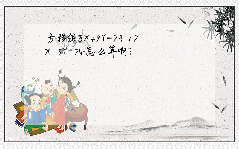 方程组8X+9Y=73 17X-3Y=74怎么算啊?