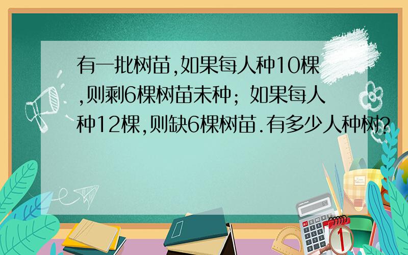 有一批树苗,如果每人种10棵,则剩6棵树苗未种；如果每人种12棵,则缺6棵树苗.有多少人种树?