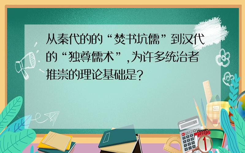 从秦代的的“焚书坑儒”到汉代的“独尊儒术”,为许多统治者推崇的理论基础是?