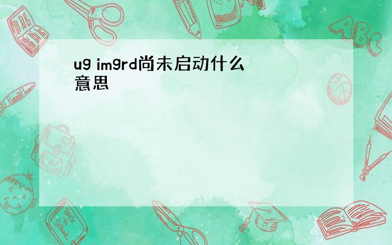 ug imgrd尚未启动什么意思