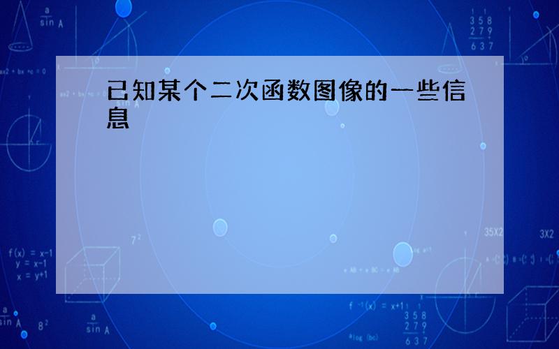 已知某个二次函数图像的一些信息