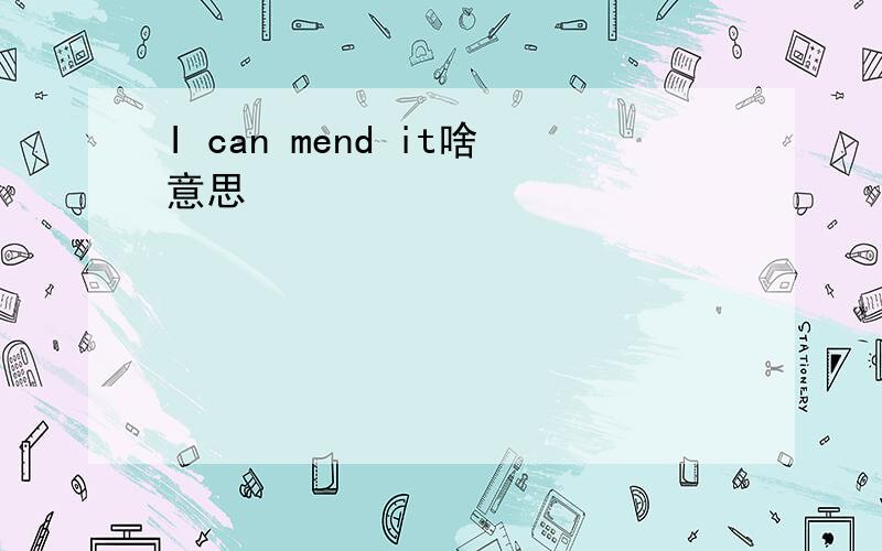 I can mend it啥意思