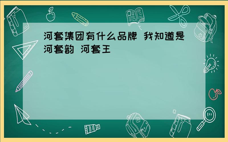 河套集团有什么品牌 我知道是河套韵 河套王