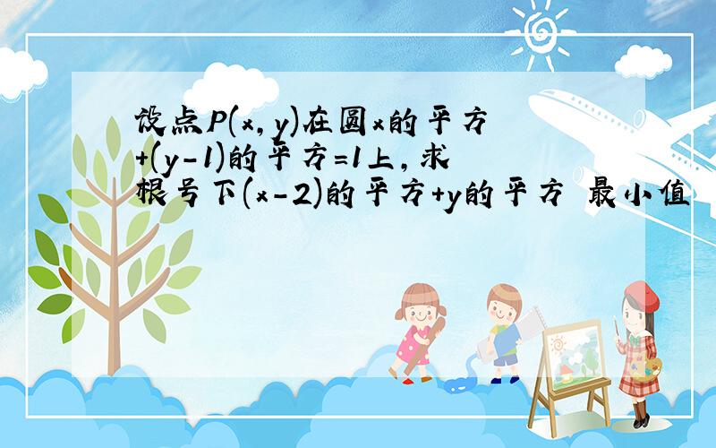 设点P(x,y)在圆x的平方+(y-1)的平方=1上,求根号下(x-2)的平方+y的平方 最小值