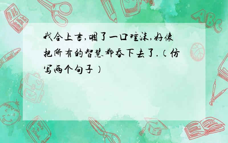 我合上书,咽了一口唾沫,好像把所有的智慧都吞下去了.（仿写两个句子）