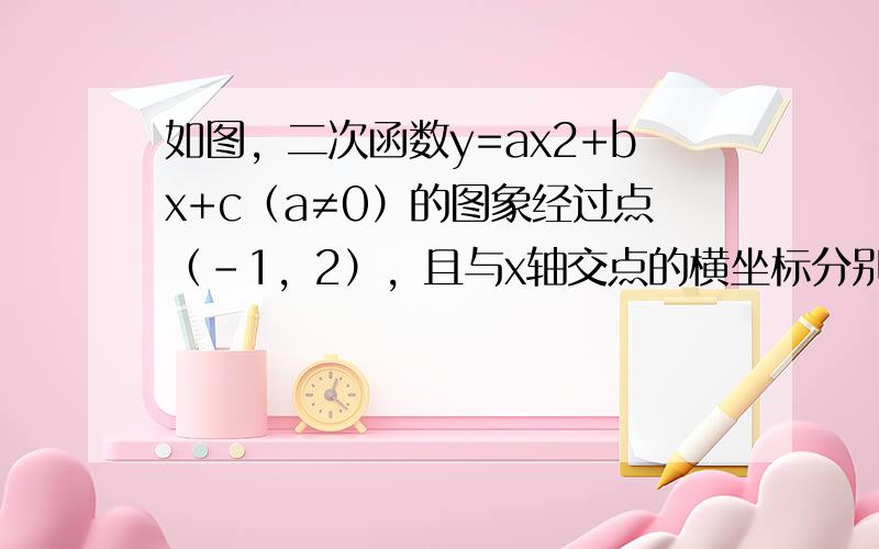 如图，二次函数y=ax2+bx+c（a≠0）的图象经过点（-1，2），且与x轴交点的横坐标分别为x1、x2，其中-2＜x