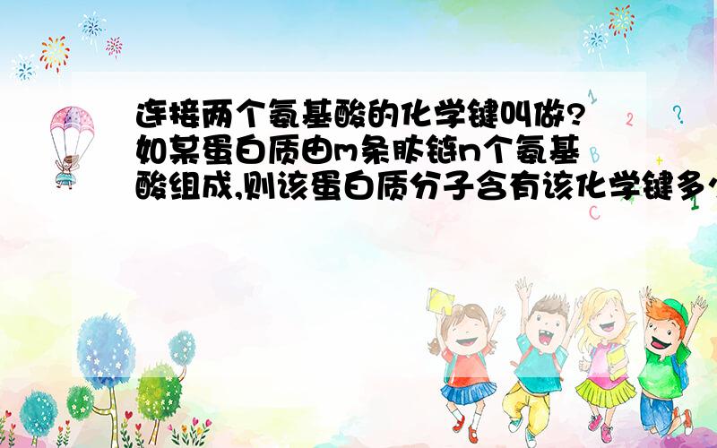 连接两个氨基酸的化学键叫做?如某蛋白质由m条肽链n个氨基酸组成,则该蛋白质分子含有该化学键多少个?