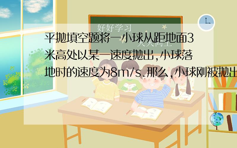 平抛填空题将一小球从距地面3米高处以某一速度抛出,小球落地时的速度为8m/s.那么,小球刚被抛出时的速度是（）m/s 不