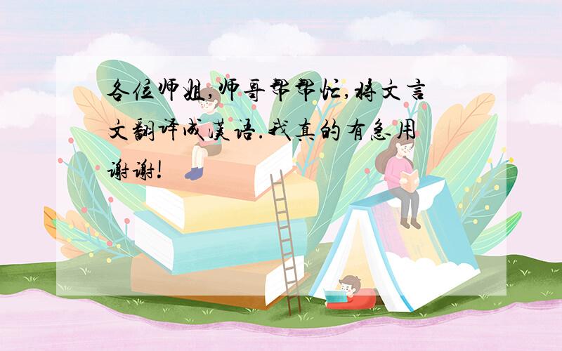 各位师姐,师哥帮帮忙,将文言文翻译成汉语.我真的有急用 谢谢!