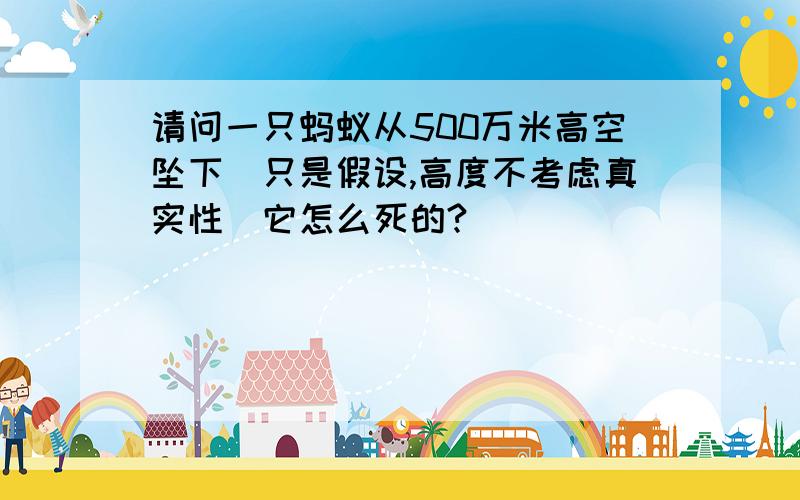 请问一只蚂蚁从500万米高空坠下（只是假设,高度不考虑真实性）它怎么死的?