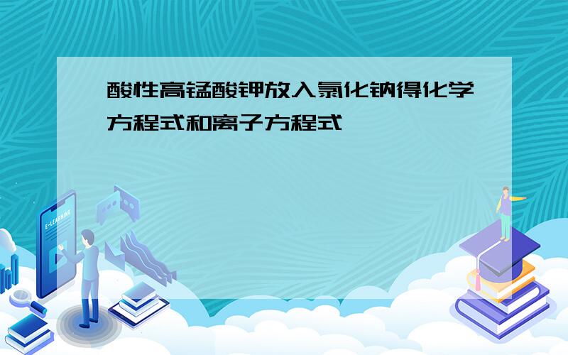 酸性高锰酸钾放入氯化钠得化学方程式和离子方程式