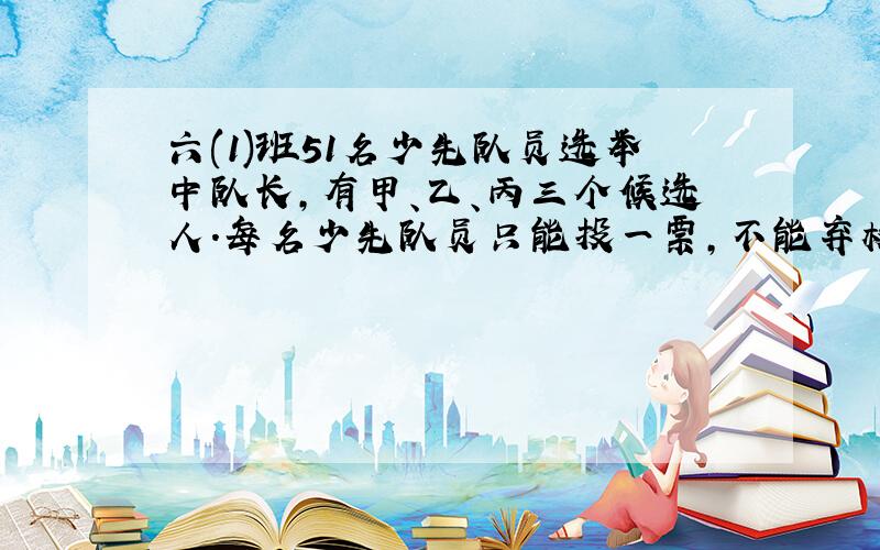 六(1)班51名少先队员选举中队长,有甲、乙、丙三个候选人.每名少先队员只能投一票,不能弃权.统计前40票的结果,甲得了