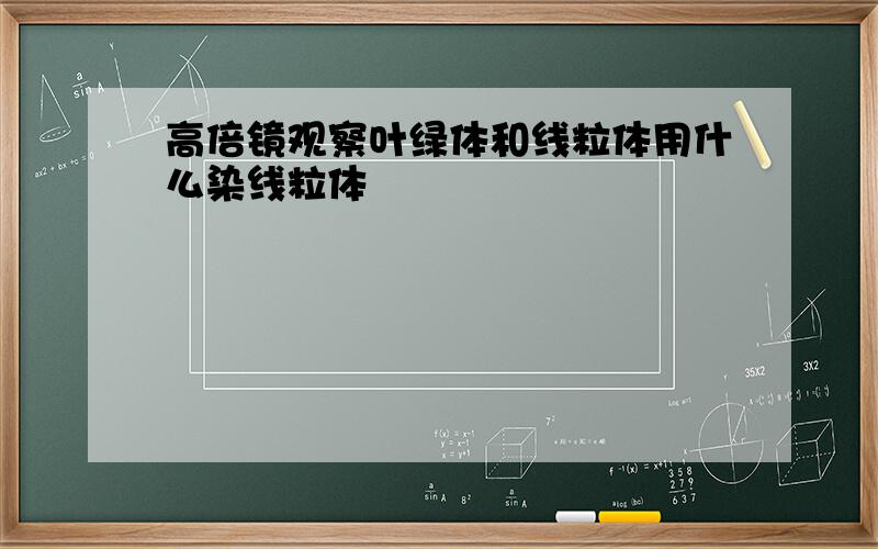 高倍镜观察叶绿体和线粒体用什么染线粒体