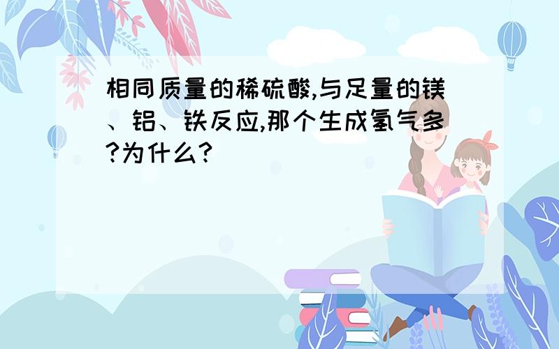 相同质量的稀硫酸,与足量的镁、铝、铁反应,那个生成氢气多?为什么?