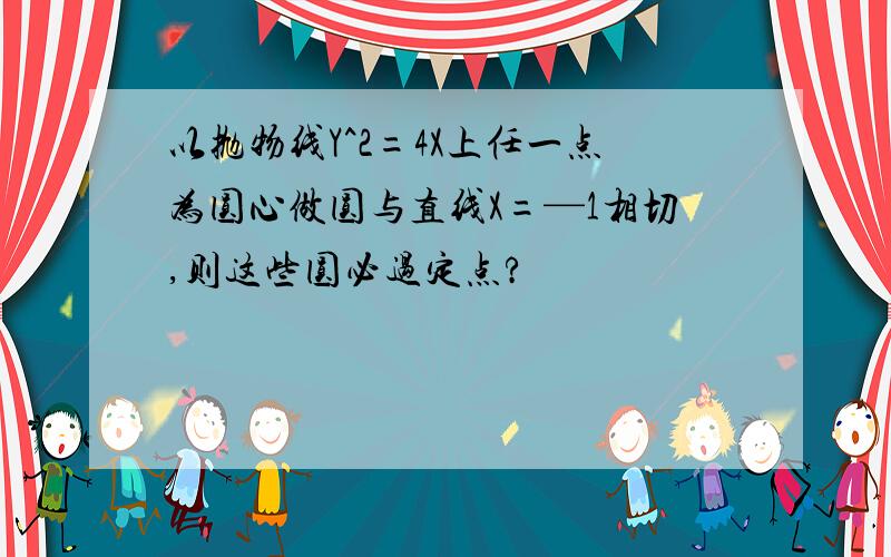 以抛物线Y^2=4X上任一点为圆心做圆与直线X=—1相切,则这些圆必过定点?