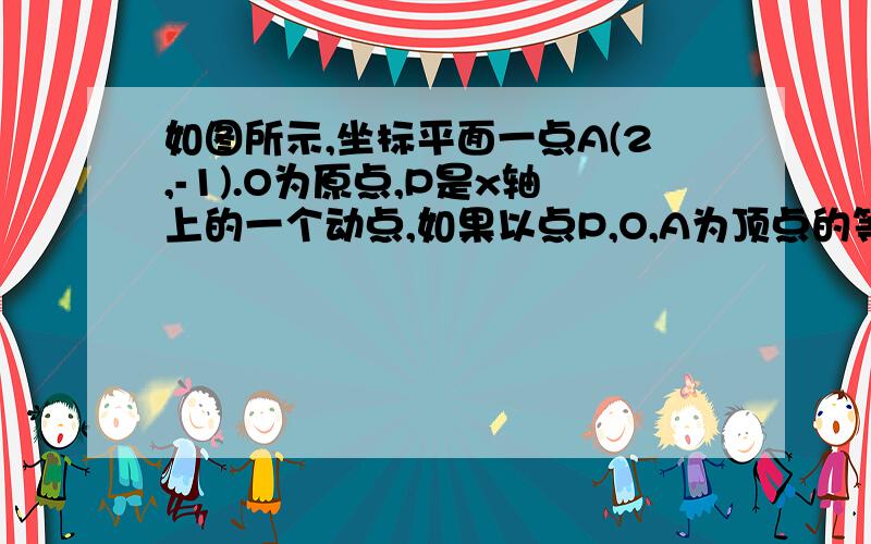 如图所示,坐标平面一点A(2,-1).O为原点,P是x轴上的一个动点,如果以点P,O,A为顶点的等腰三角形,那么求P的