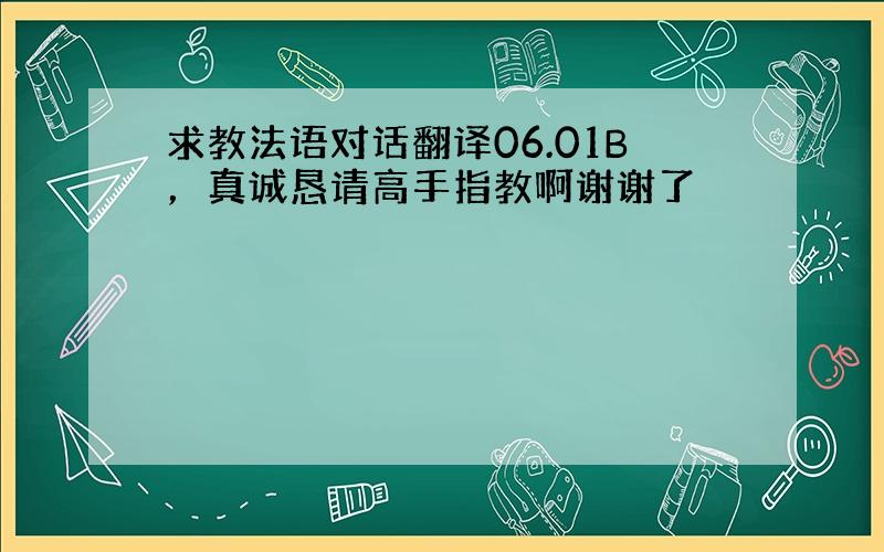 求教法语对话翻译06.01B，真诚恳请高手指教啊谢谢了