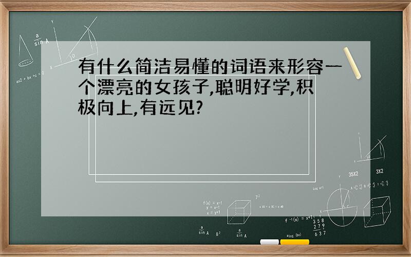 有什么简洁易懂的词语来形容一个漂亮的女孩子,聪明好学,积极向上,有远见?