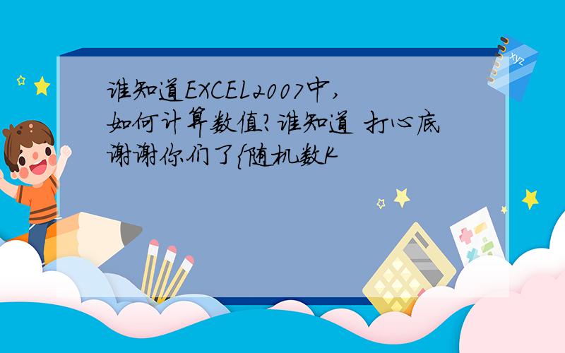 谁知道EXCEL2007中,如何计算数值?谁知道 打心底谢谢你们了{随机数K