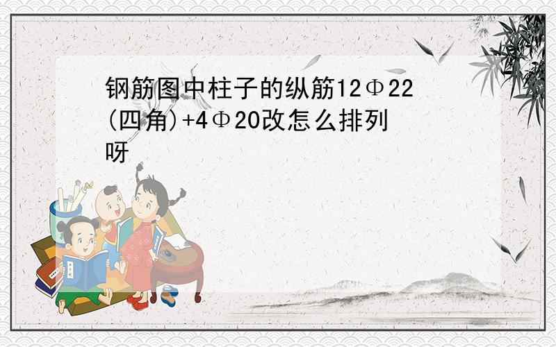 钢筋图中柱子的纵筋12Φ22(四角)+4Φ20改怎么排列呀